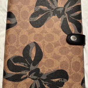 Coach Brown and Black Bow Signature Notebook